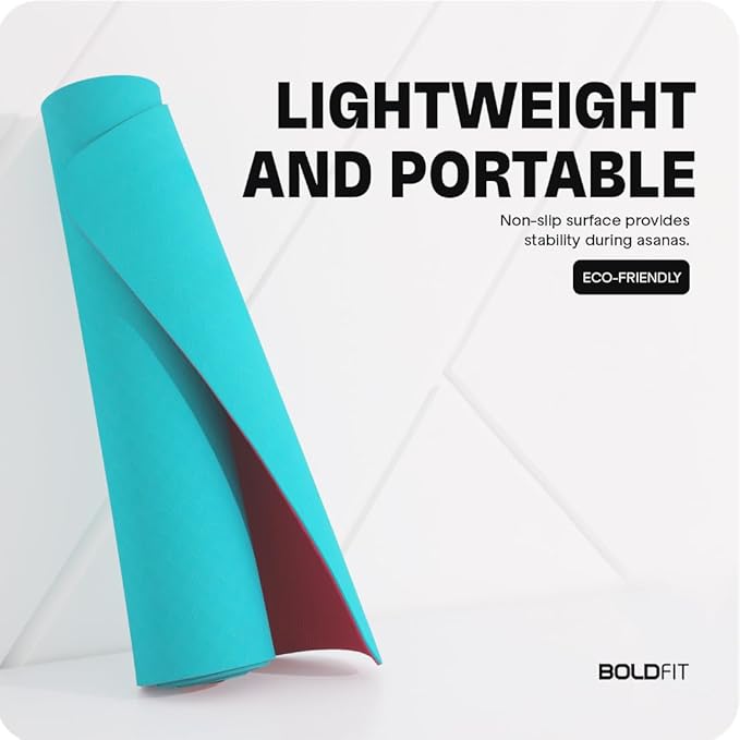 Boldfit Body Alignment Yoga Mat PU Material 6mm Thick Gym Mats | Kibi Sports
