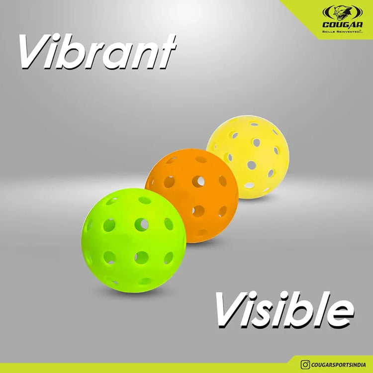 COUGAR Outdoor Pickleball Balls – Pack of 3 | 40-Hole High Bounce Performance Balls for Beginners & Recreational Play | Durable & Balanced for Smooth Gameplay