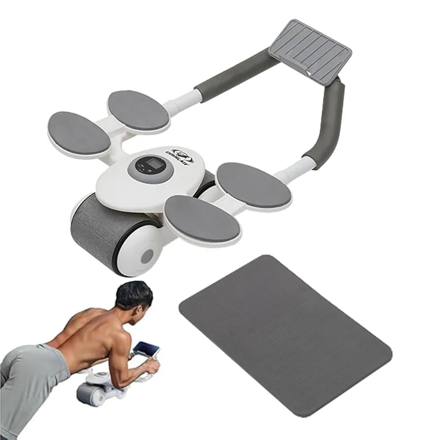 COUGAR Abs wheel Roller For Abdominal Core Strength Training Exercise Equipment || Home Gym-Ab Roller With Timer || Mobile Holder & Knee Pad || Men & Women-Abs Workout Machine For Core Plank Workout