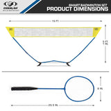 COUGAR Smart Badminton Net Set with 2 White Shuttlecocks & 4 Racket || Portable Adjustable Outdoor Foldable Stand Pole 