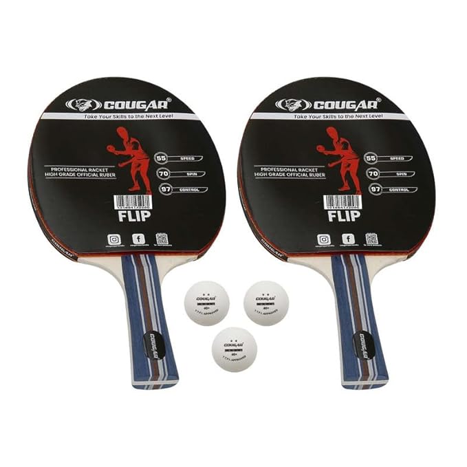 COUGAR Table Tennis Racquet Pair-FLIP |3 Ball | Kibi Sports