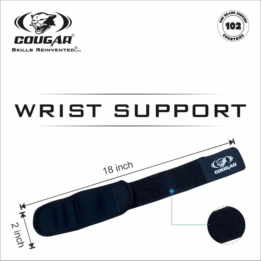 COUGAR Wrist Support for Gym  ||Adjustable Velcro Closure for Custom fit ||Dumbbell Support, Men/Women Black Free Size