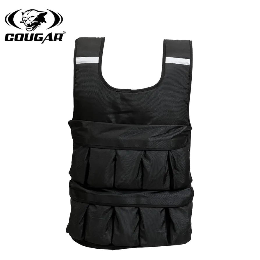 COUGAR VAPOR Comfortable Durable Adjustable Practical Weighted Vest | 10kg Load Capacity | Reflective Strips, Phone Pocket, Heavy-Duty Fabric | Ideal for Running, Gym, Cardio & Strength Training
