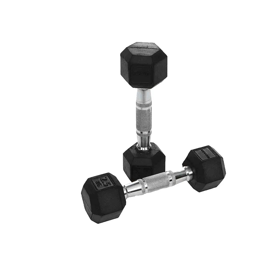 Cougar 2.5 Kg Hexa Fixed Dumbbells, Rubber Coated Hex Dumbbell Set, 1 set of Men's Dumbbell Set For Home Gym Exercise & Fitness- Black