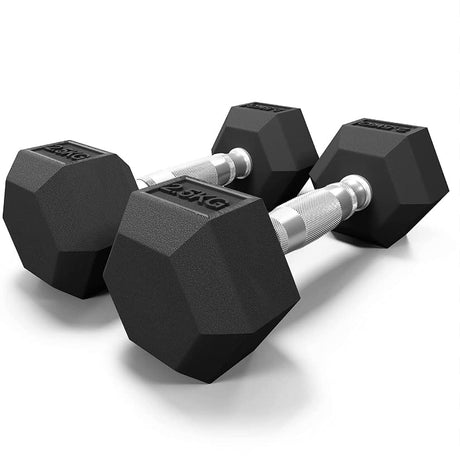 KAKSS Rubber Encased Hex Dumbbell Hand Weight (Set Of 2pc) in Black | Kakss Exporters (Kakss Fitness)