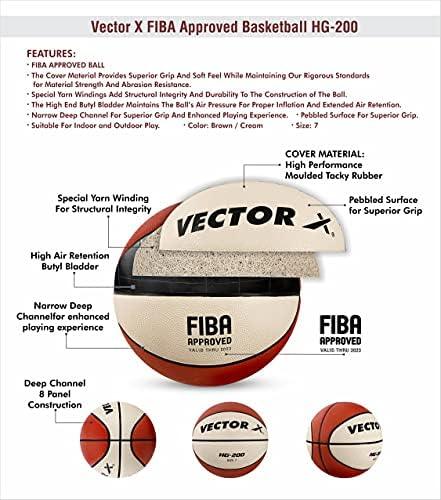 VECTOR X HG-200 FIFA Approved Basketball with Free Air Needle Moulded Tacky Rubber (Color : Brown-Cream) Size: 7