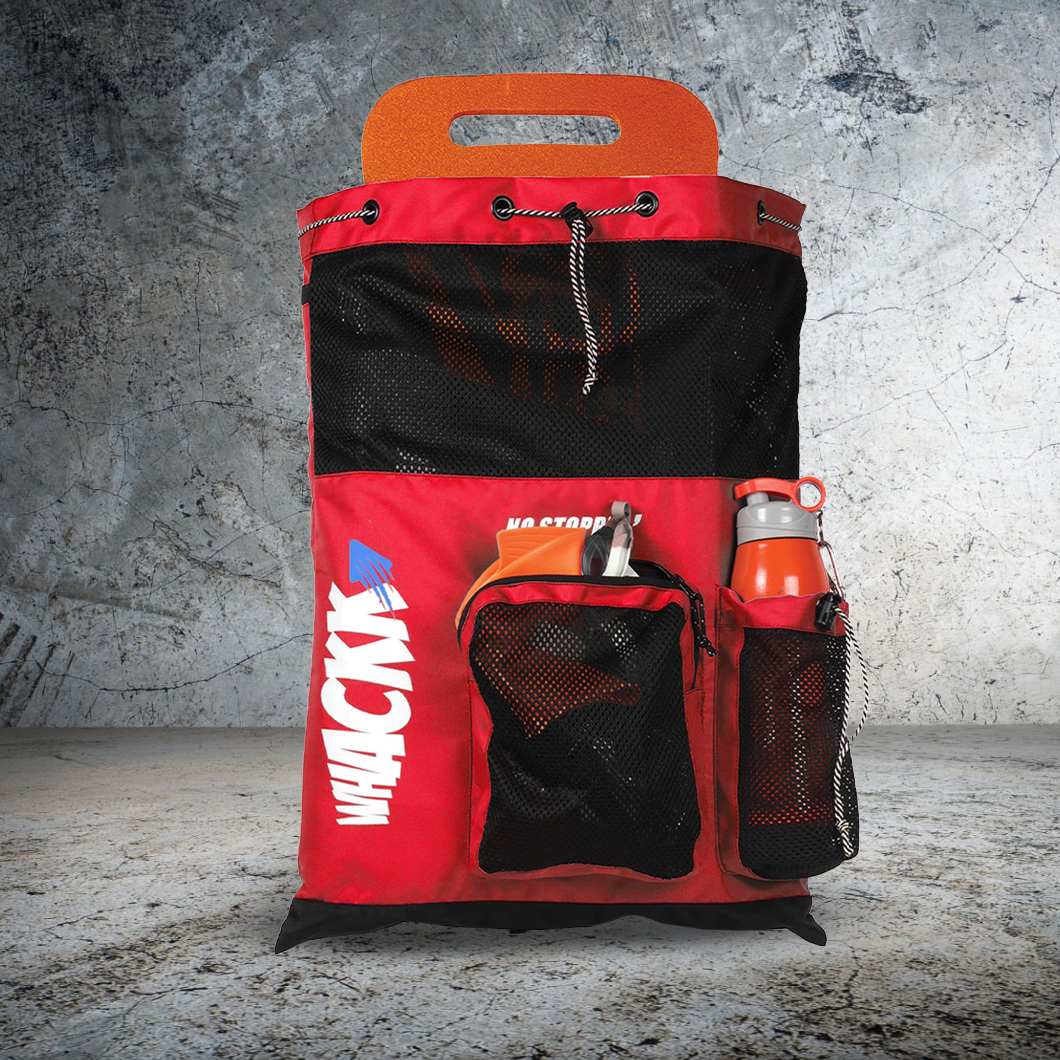 Aqua Red Black Unisex Swimming Equipment Bag|Water Sports|Dry Bags|Wet Pocket|Accessories|Beach Bag|Storage Swim Gym Gears|Drawstring Backpack|Netball Backpack|Pocket for Cap and Goggles