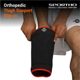 NIVIA Lycra Thigh Support - Slip in , Thigh or Calf Compression, For Shock Absorption  Available in S | M | L  & Black / Red Color , Used for All kind of impact Sports