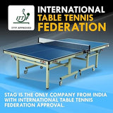 STAG GLOBAL Americas 16 Table Tennis Table 25mm Top (ITTF-Approved) Table with 2 TT Rackets, 6 Balls, 1 Table Cover & Clamp Net