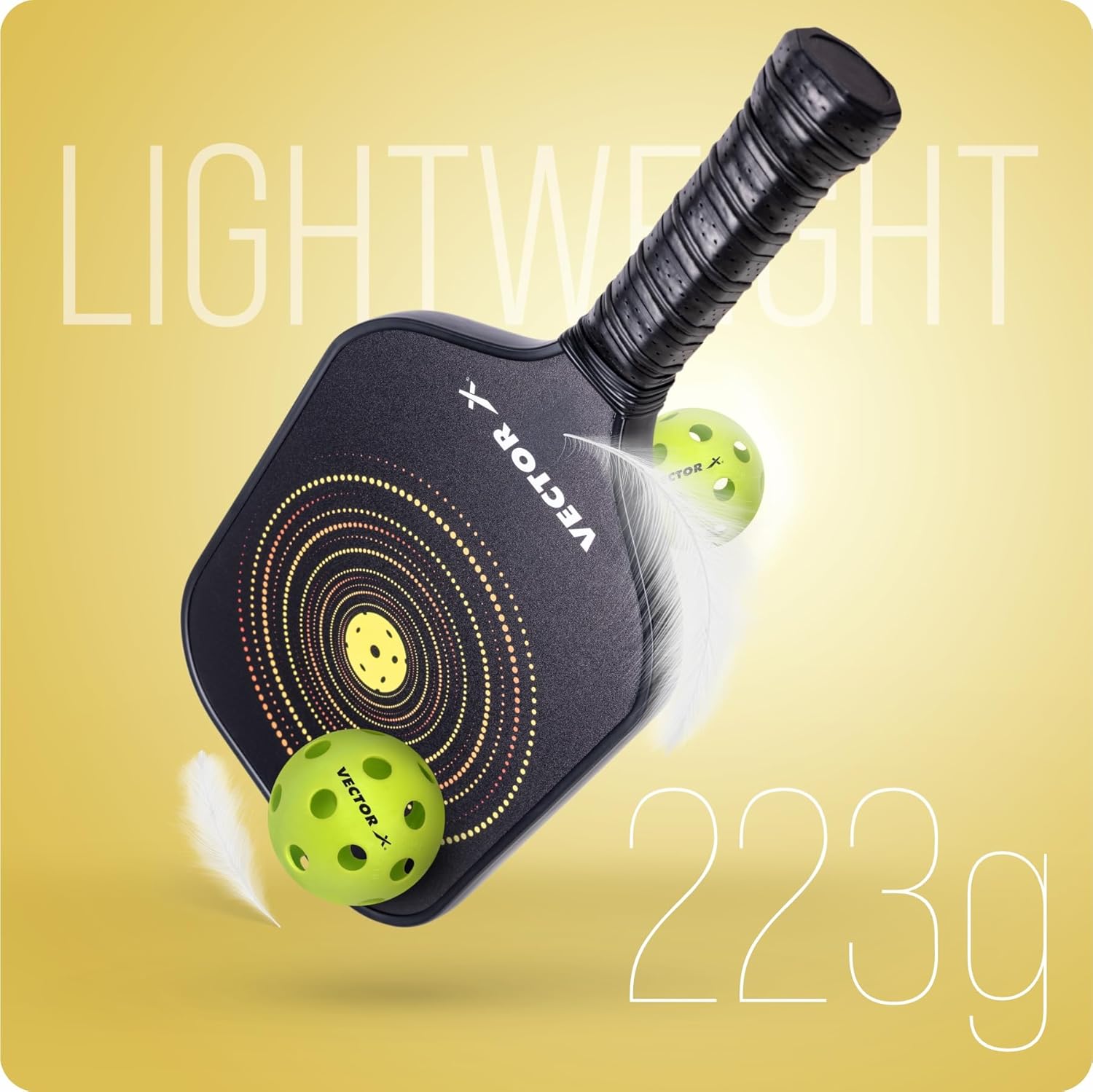 Vector X Graphite Pickle Bat 16 MM, Lightweight Carbon Fiber Material, Face Honeycomb Composite Core Paddle Low Edge Guard, Durable, Lightweight Pickleball Racket