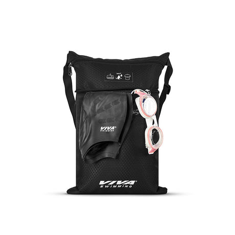 Viva AQUA PRO Drawstring Backpack+ Wet and Dry Pocket for Gym, Beach, Travel, Hiking, Camping Workout Gear Quick Dry Ventilator Mesh Swimming Equipment Small Kit Bag Men Adults Unisex, Kids (Black)