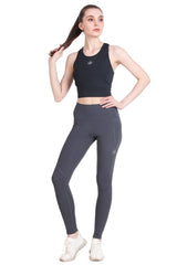 Nylon 4 Pocket Compression Legging/Tights For Women (Dark Grey)