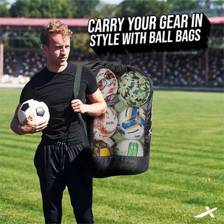 Vector X Sports Ball Bag + Large Storage For Carrying Upto 15 Balls (L Size) (9 Soccer Football Size 5 + 6 Basketball|Durable & Lightweight|Football, Basketball, Volleyball, Netball, Rugby, Beach Ball