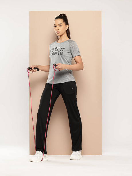 Alcis Women Light Grey  Chest Printed Tee