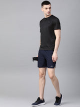 Alcis Men Black Slim Fit Solid Round Neck VIROPROTKT Training T-shirt