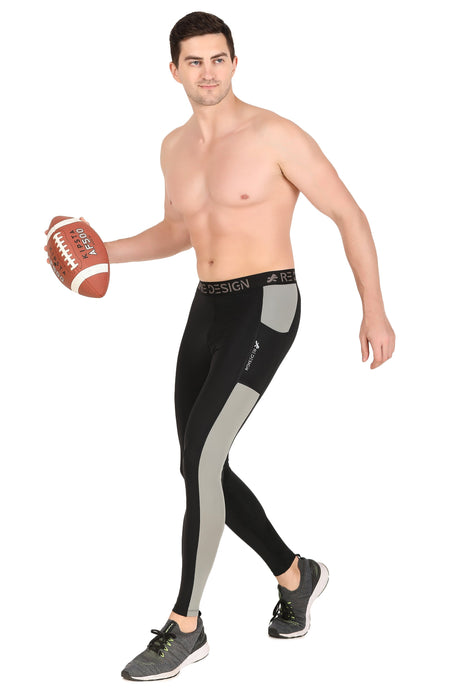 Men's DC Pocket Nylon Compression Pant and Full Tights (Black/Light Grey)