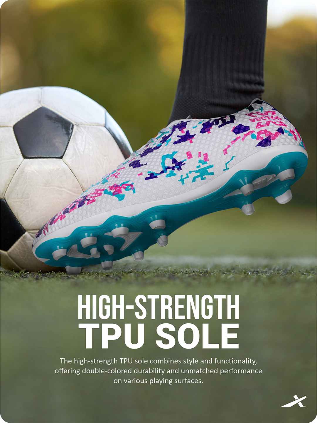 Vector X legacy 3D Texture Imported TPU Fusing Upper with Electroplating Sole Football Shoes