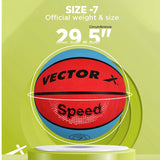 Vector X 8 Panel Speed Rubber Moulded Indoor/Outdoor Basketball with Butyl Bladder (Suitable for Practice/Match/Training) + Free Air Needle