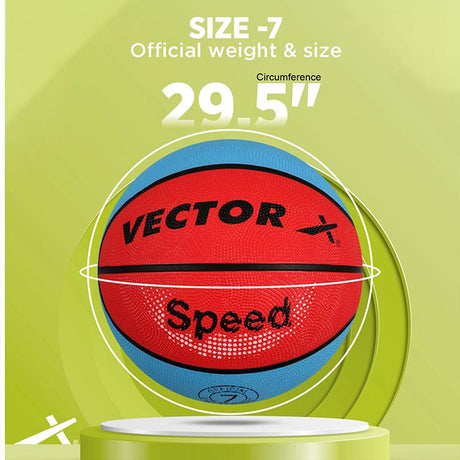 Vector X 8 Panel Speed Rubber Moulded Indoor/Outdoor Basketball with Butyl Bladder (Suitable for Practice/Match/Training) + Free Air Needle
