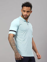 Vector X Mens Sports Wear Polyester Front Printed Collar Neck with Front Zipper Opening Half Sleeves T-shirt For Running, Training, Athletic