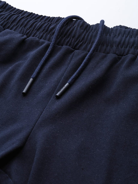 Alcis Women Navy Blue Slim Fit Solid Knitted Track Pants | Alcis