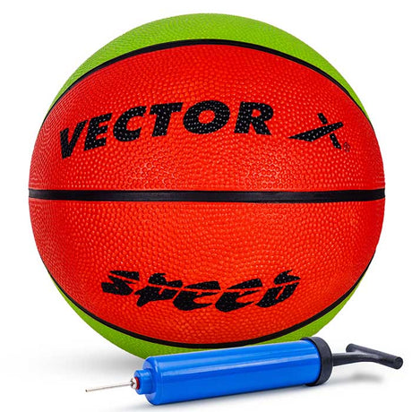 Vector X 8 Panel Speed Rubber Moulded Indoor/Outdoor Basketball with Butyl Bladder (Suitable for Practice/Match/Training) + Free Air Needle