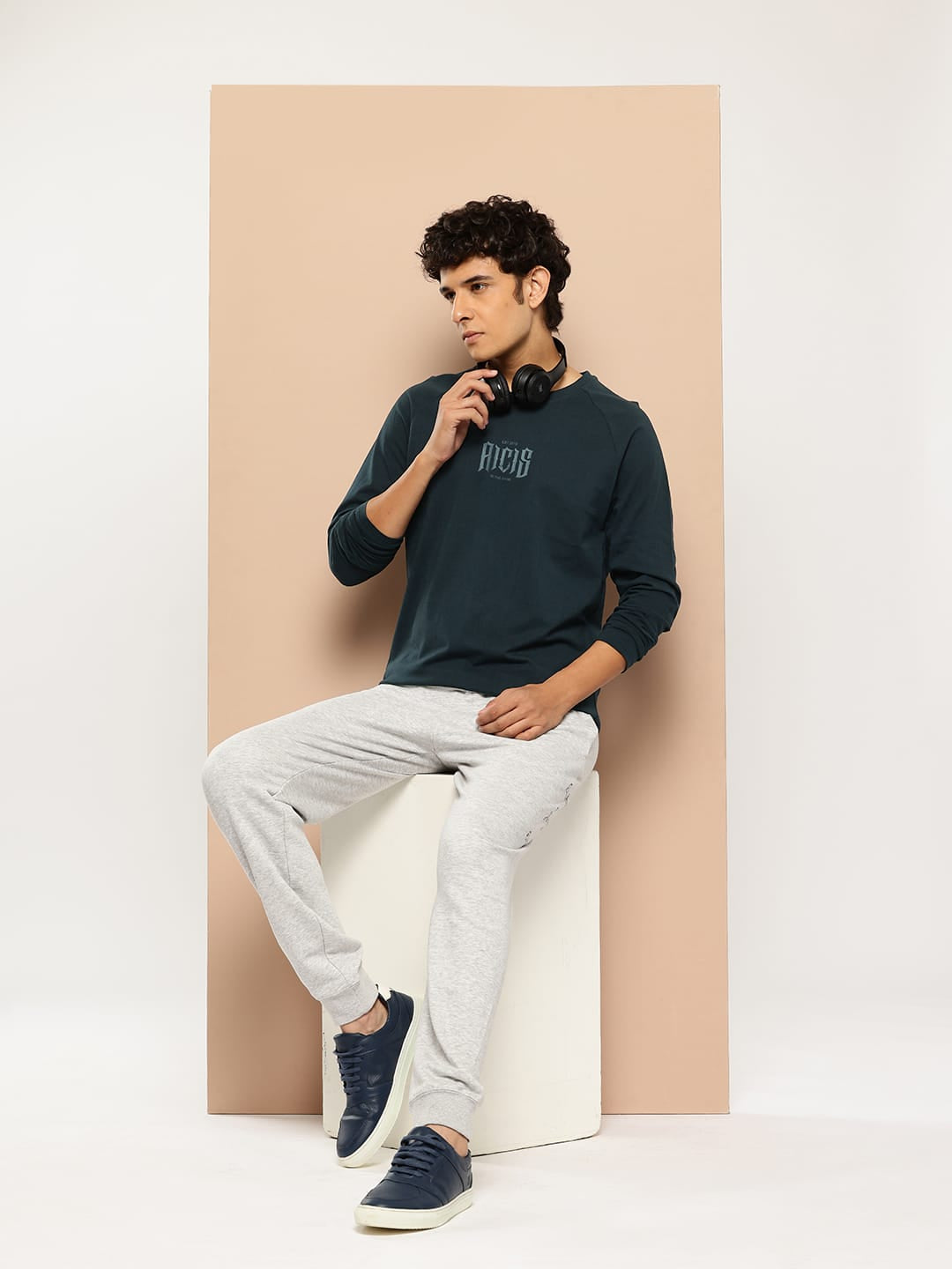 ALCIS MEN TEAL GRUNGE MARK REGLAN TEE