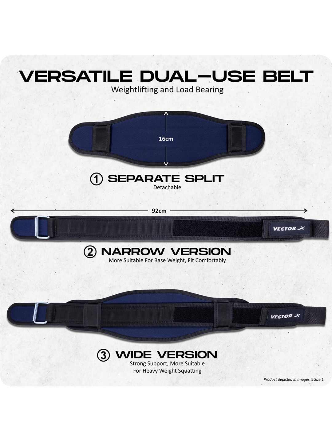 Vector X Go Fit 6 Inch Weight Lifting Gym Belt Quick Locking Gym Belt Fitness Weightlifting Belt for Squats, Weightlifting and Strength Training