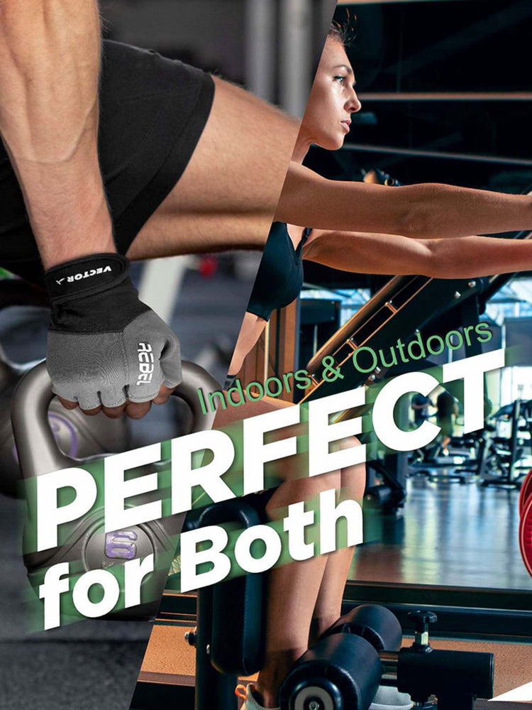 Vector X Rebel Unisex Workout Weight Lifting Gloves for Men and Women with Wrist Support,Fingerless Grip for Weightlifting,Cycling,Exercise,Training,Fitness