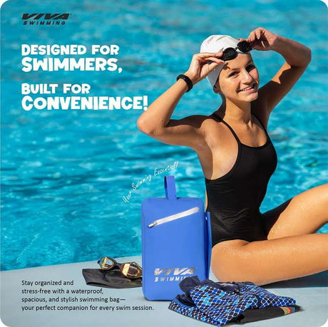 Viva Swimming SEA-Hoax Unisex Spacious Main Compartment kit Bag for Carrying Swimming Accessories Like Goggle, Cap, Kickboard+Extra 1 Side Pocket|Lightweight, Waterproof, Durable
