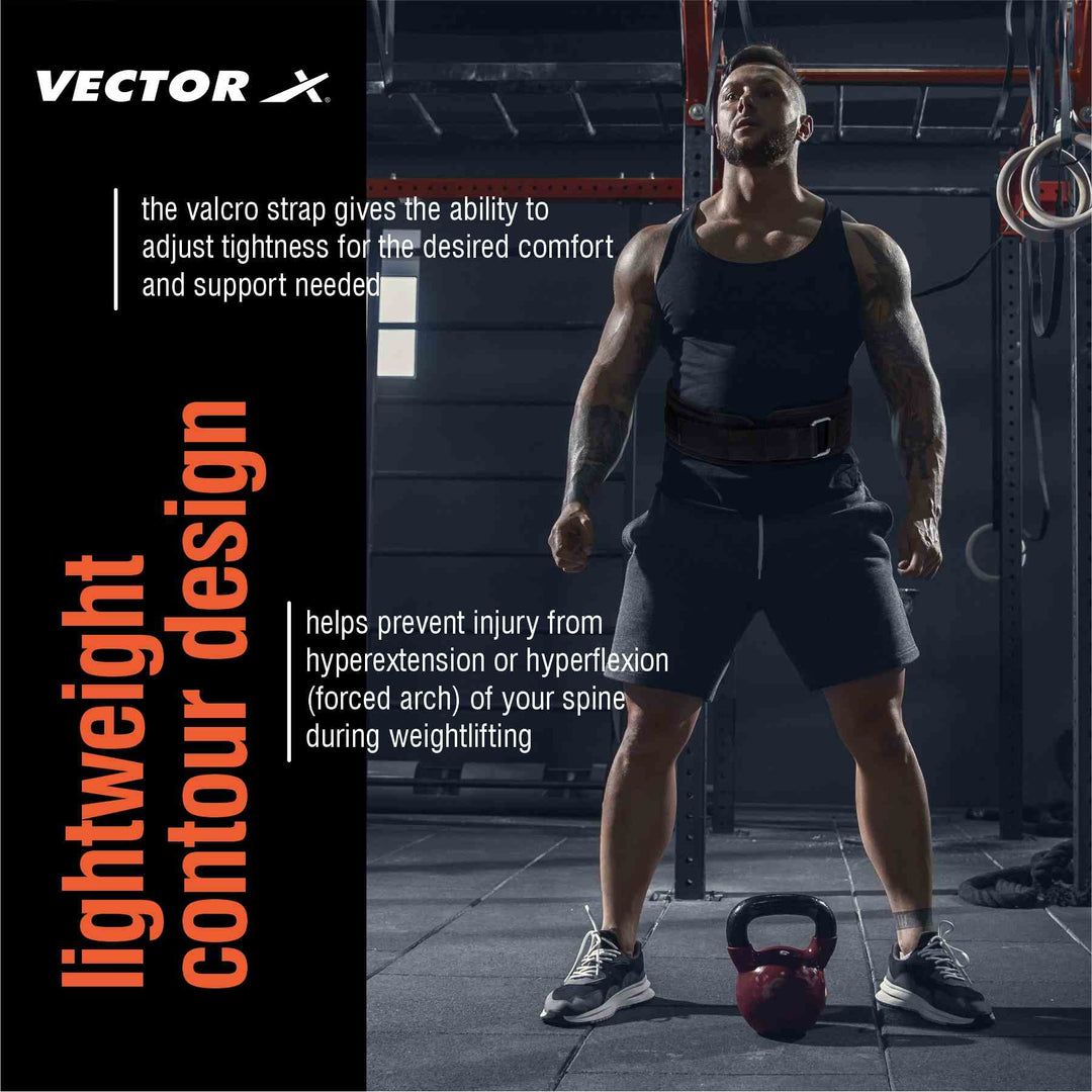 Vector X GB-50 Multi Purpose Weight Lifting Belt for Back Support Comfortable & Durable for Powerlifting, Weightlifting, Gym, Workout - Synthetic Leather for Men and Women