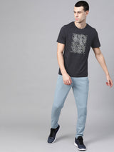 Alcis Men Black Solid Round Neck Running T-shirt