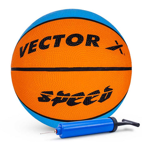 Vector X 8 Panel Speed Rubber Moulded Indoor/Outdoor Basketball with Butyl Bladder (Suitable for Practice/Match/Training) + Free Air Needle