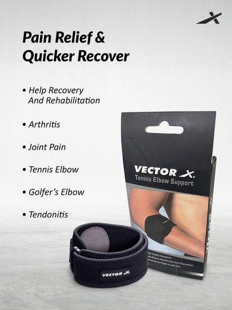Vector X VNS-015 Tendonitis and tennis Elbow and Strap For Men and Women,Golfers,Elbow Counterforce Band For Tendon Pain Relief,Weightlifting, Having Elbow Strap with Compression Pad.