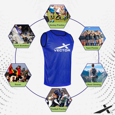 Vector X Training Bibs for Football Soccer Basketball Volleyball for Track and Field Play (Pack 0f 6)