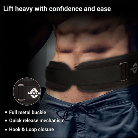 Nivia 4" Straight Back Weightlifting Gym Belt
