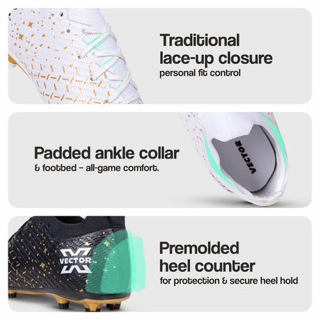 Vector X Starlight Men’s Elite Firm Ground Soccer Cleats Shoes – Primeknit Sock For Superior Grip, TPU Sole, 3D Texture TPU Fusing upper, Lightweight Football Boots