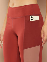 Alcis Women Maroon and Rose Pannelled Tights