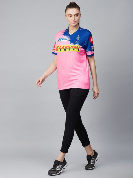 Alcis Women Pink Printed Rajasthan Royals Replica Match Day Jersey | Alcis