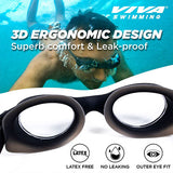 Viva Swimming VIVA-200 Swimming Goggles with Free Protective Case Pro Clear Lens & Wide-Vision Swimming Goggles with UV and Anti Fog Protection for Adult Men Women