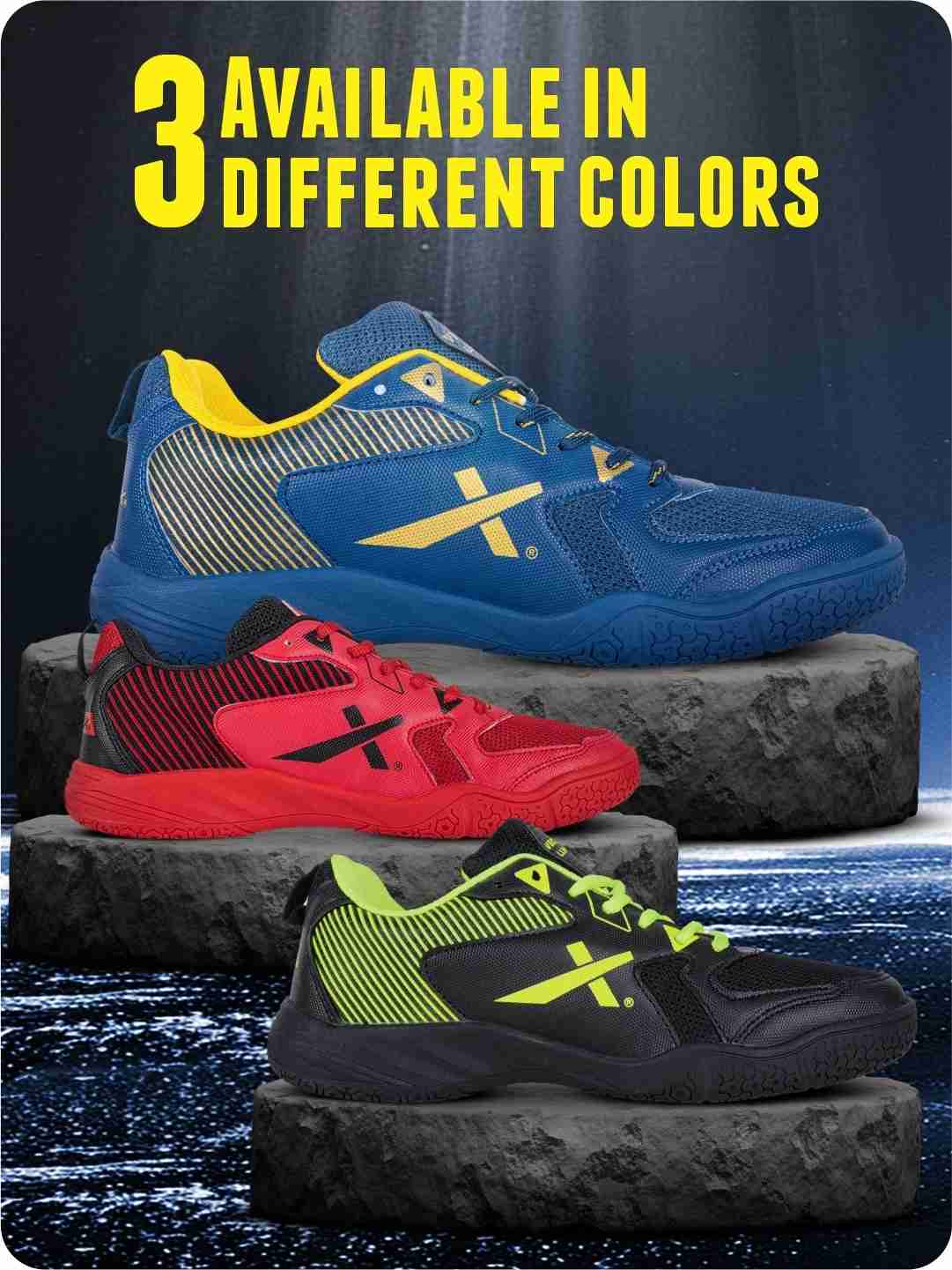 Vector X Luminous Tennis/Badminton Court Shoe, Elegent Design, Rubber Sole, Slip Resistance, Light Weight, EVA Insocks for Comfort