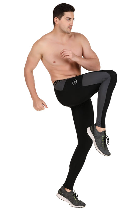 Men's DC Pocket Nylon Compression Pant and Full Tights (Black/Dark Grey)
