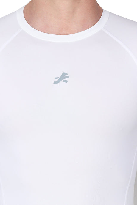 Nylon Compression Tshirt Full Sleeve Tights For Men (White)