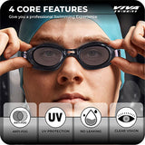 Viva Swimming Combo 614 Senior Kit- Swim Goggles, Caps and Ear plug Combo Set With Case Set- Silicone Non-Slip Material, Anti-Fog, UV Protection For Adults, Boys, Men