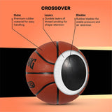 Spalding Crossover Rubber Moulded Indoor/Outdoor Basketball With Rubber Bladder, Brown, Size: 7 (Suitable for Practice/Match/Training) + Free Air Needle