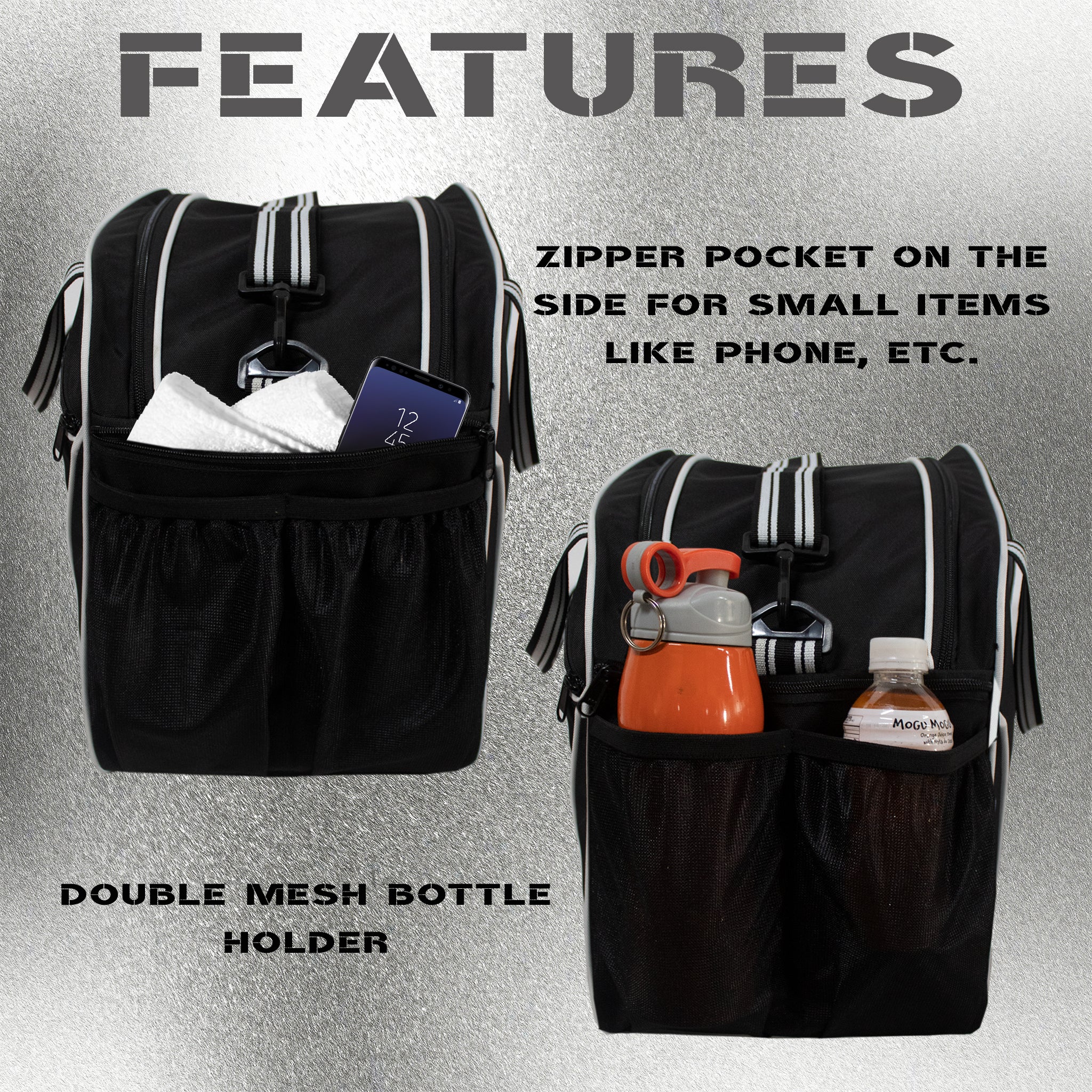 Flip Black Junior 33L|Skating/Gym/Sports/Travel Bag|Inline Roller Equipment Bag||Quad Ice Skates Kit|Kitbag|Easy Access Pocket|2 Bottle Holders|Compartment Fits in Helmet & Skates 6"