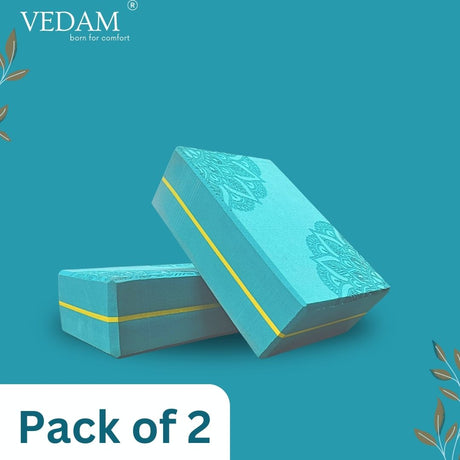 Vedam High Density EVA Foam Yoga Block Set of 2 For Men & Women (Aqua) Mandala | Industrial