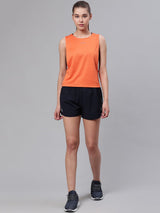 Alcis Women Orange Solid Wide Arm Holed T-shirt
