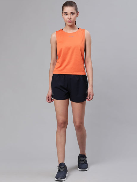 Alcis Women Orange Solid Wide Arm Holed T-shirt | Alcis