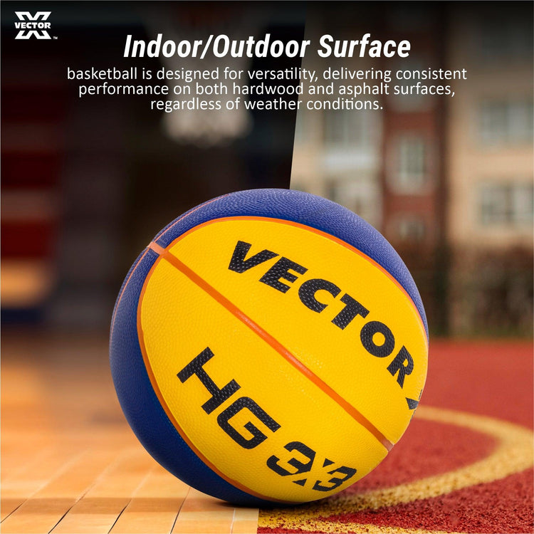 Vector X HG 3X3 Official Match Ball (Basketball Federation of India) Specialized Reinforced Rubber Basketball